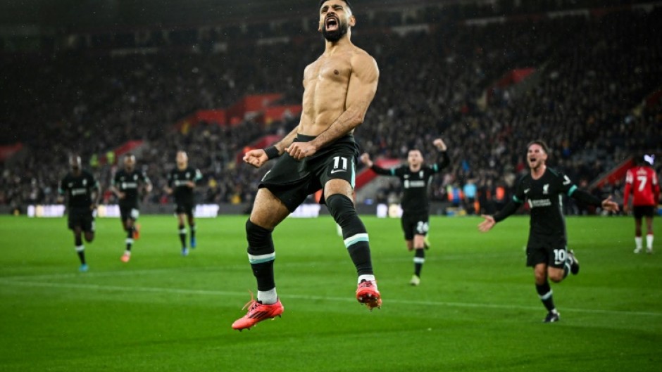 Liverpool's Mohamed Salah celebrates after scoring against Southampton