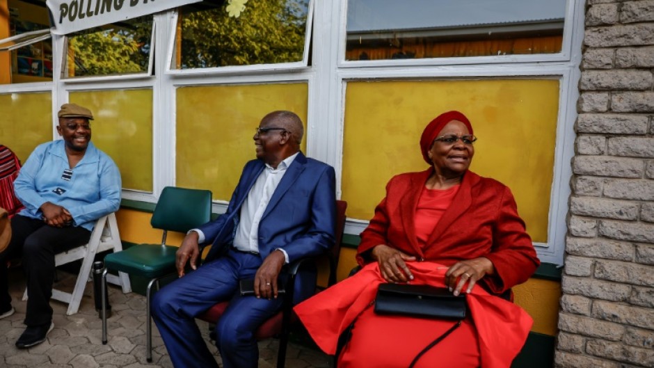 SWAPO candidate Netumbo Nandi-Ndaitwah queues to vote in an election that could see her become Namibia's first woman president