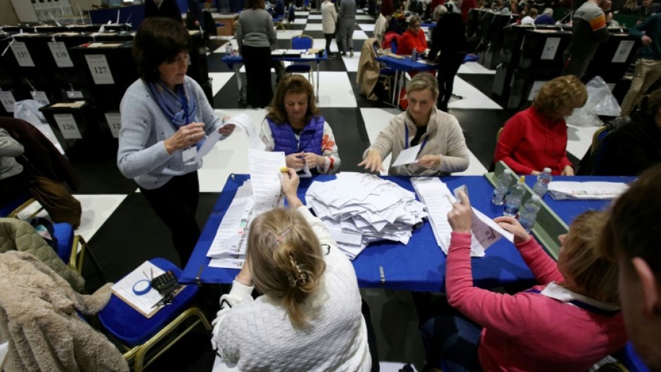 Ballot papers are counted in County Wicklow