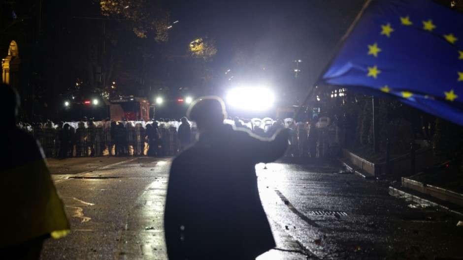 Georgian protesters accuse the government of steering Tbilisi away from its goal of joining the EU