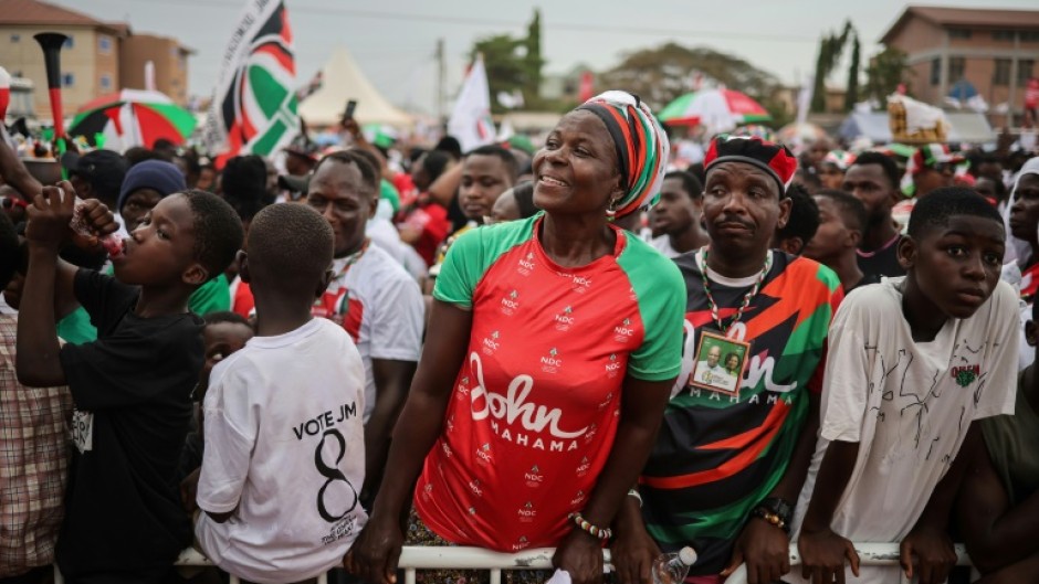 Supporters of former Ghana President and presidential candidate of the National Democratic Congress (NDC) party John Mahama hope he can win another term