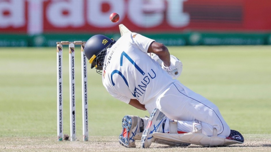 Sri Lanka batter Kamindu Mendis takes evasive action as the South African bowlers turned the screw in the second Test at St Georges Park