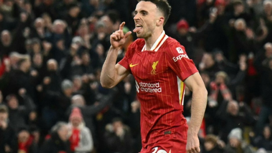 Liverpool's Diogo Jota celebrates after scoring against Fulham