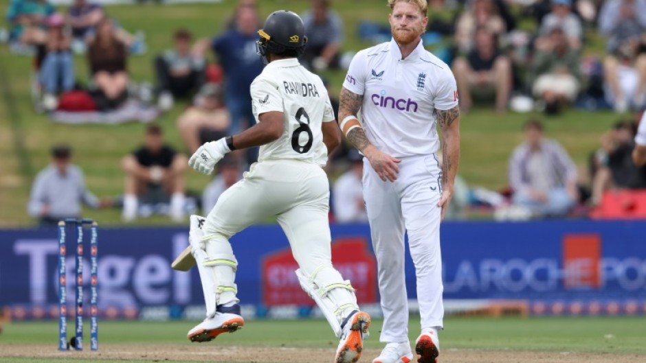 England’s Ben Stokes grabs his hamstring