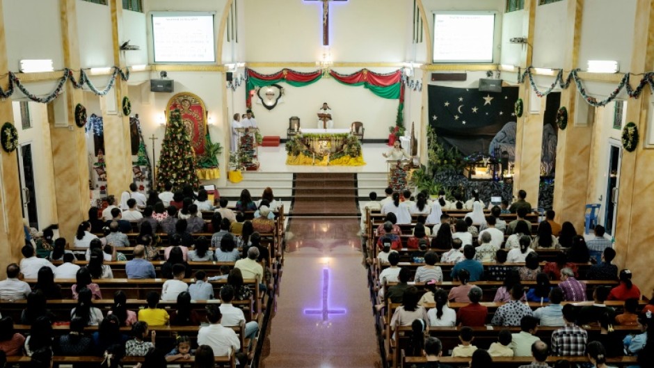 The Christmas Eve mass was held under tight security after several attacks against Christians in recent years