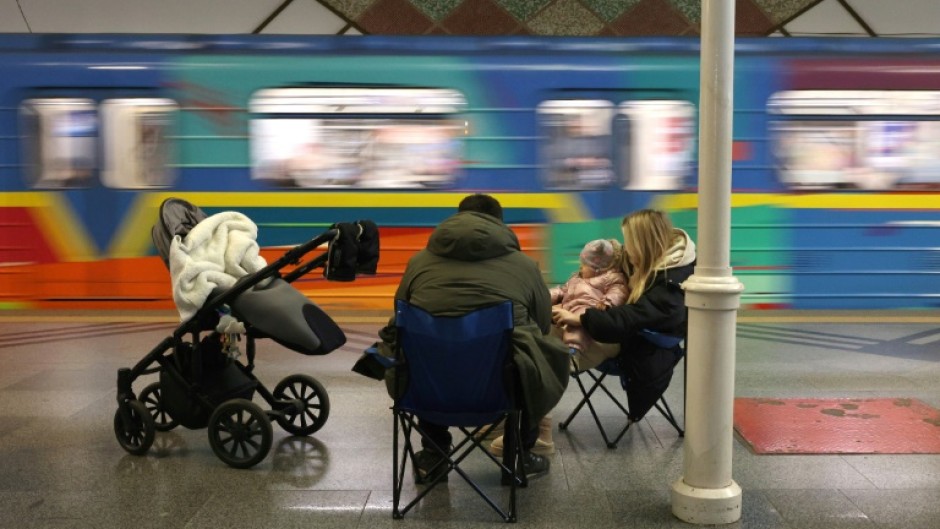 Ukrainians in the capital Kyiv often take shelter in metro stations during air raids