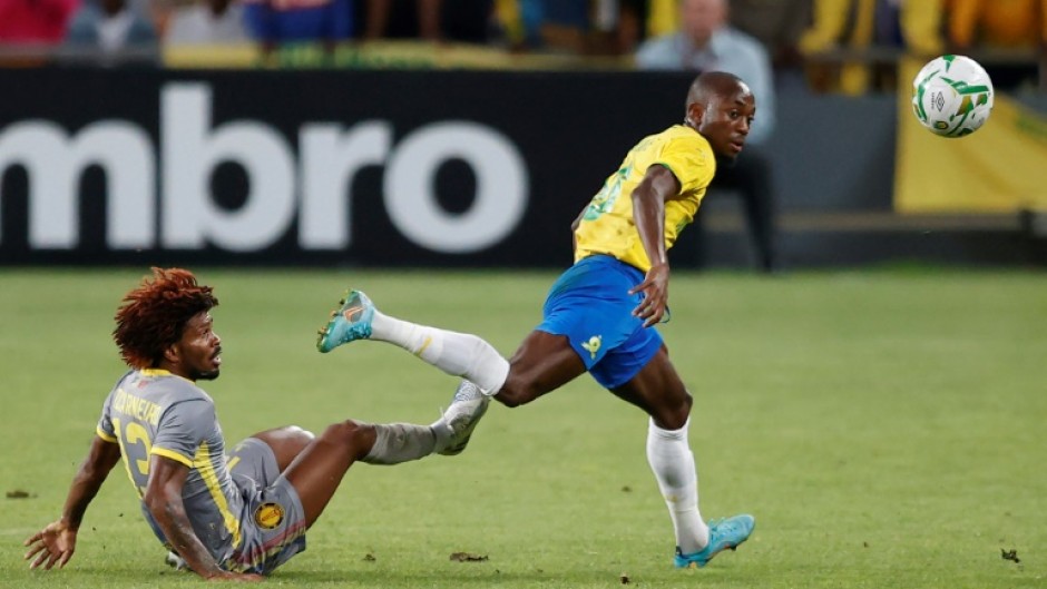 Peter Shalulile (R) played a key role for Mamelodi Sundowns in a CAF Champions League victory over Maniema Union. 