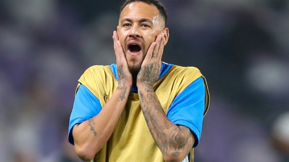 Neymar warming up ahead of his comeback match for Al Hilal against  Al Ain in the Asian Champions League in October