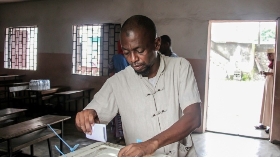 A polling station in Mitsoudje, the Comoros, on Sunday