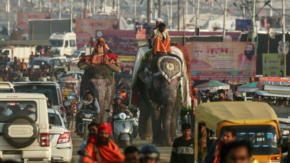 Vast crowds of Hindu pilgrims in India ready to bathe in sacred waters for the Kumbh Mela festival