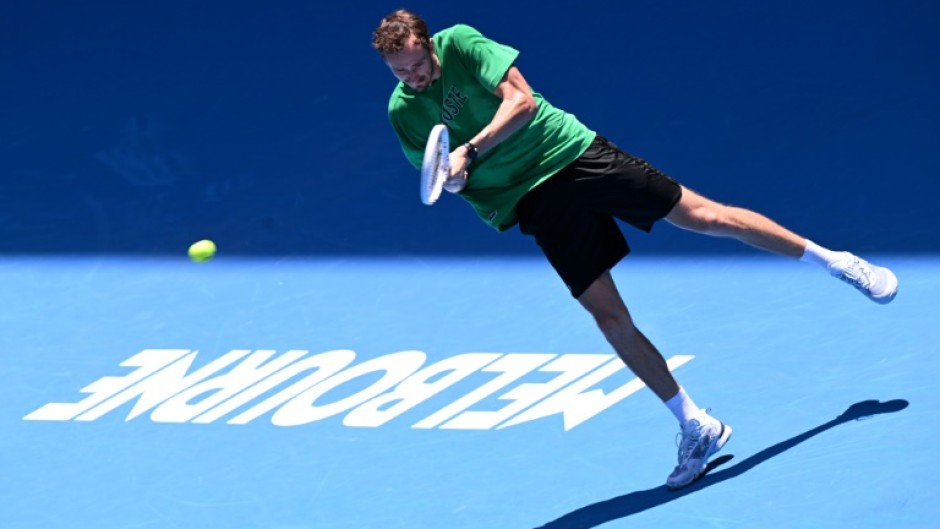 Daniil Medvedev practises at the Australian Open in Melbourne