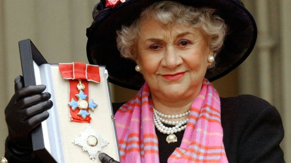 Actress Joan Plowright after being made a Dame at Buckingham Palace in 2004