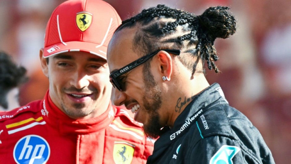 Lewis Hamilton (R) is teaming up with Charles Leclerc (L) at Ferrari for the 2025 season