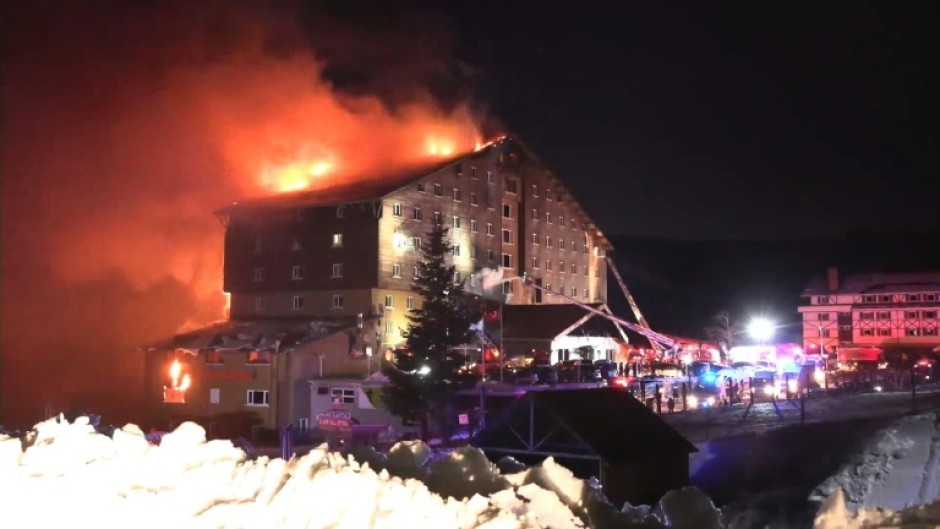 The fire broke out inside 12-storey hotel in the Kartalkaya ski resort