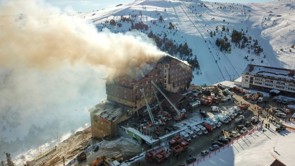 A fire engulfed a hotel at the popular Kartalkaya ski resort in northwestern Turkey