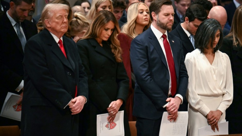 President Donald Trump attends the National Prayer Service at the Washington National Cathedral