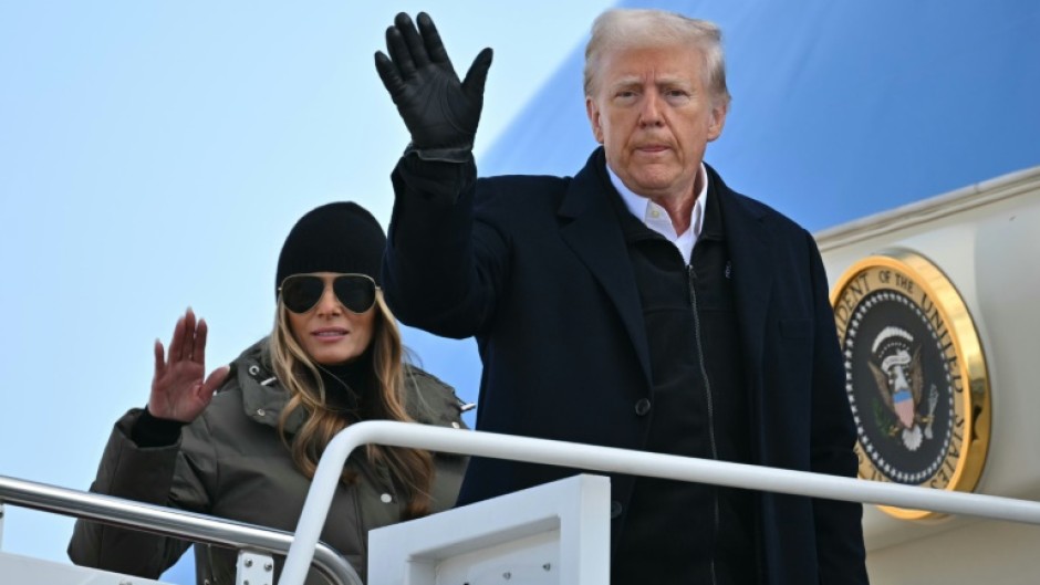 US President Donald Trump and First Lady Melania Trump board Air Force One at Joint Base Andrews in Maryland to travel to  North Carolina