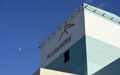 A view of the ArcelorMittal steel works logo. AFP/Francois Lo Presti