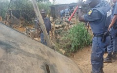 Law enforcement officials dismantled a makeshift mining operation in the area. eNCA/Hloni Mtimkulu