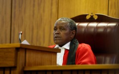 Judge Ratha Mokgoatlheng reacts during the Senzo Mayiwa murder trial. Phill Magakoe/Gallo Images via Getty Images