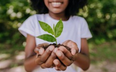 File: Prevent global warming. A girl planting a small tree. GettyImages/andreswd