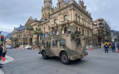 SANDF vehicle outside Parliament in Cape Town