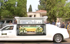 Pravin Gordhan's body leaves his family home in Pretoria. 