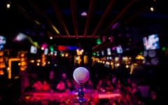 File: A microphone seen at a comedy show. GettyImages/7713Photography