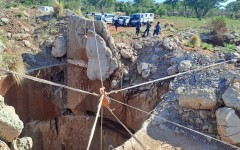 Police officers seen at the Stilfontein mine. eNCA/Bafedile Moerane