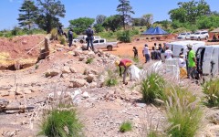 Authorities at the mine shaft in Stilfontein. eNCA