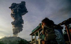 Mount Ibu, on the Indonesian island of Halmahera, has erupted more than a thousand times this month 