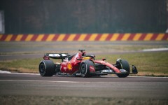 First time: This handout picture released by Ferrari shows Lewis Hamilton testing the Ferrari F1SF 75 on the Fiorano circuit