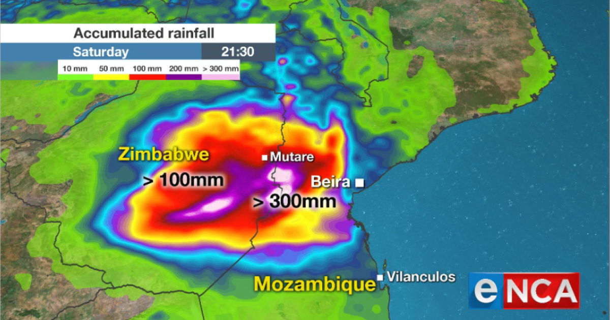 cyclone idai tropical eye landfall enca