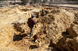 Zama zamas mine for gold at a mining operation in Stormill where violent territorial battles have wreaked havoc. AFP/Shiraaz Mohamed