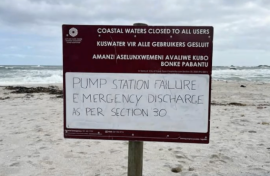 A sign on a Cape Town beach. eNCA