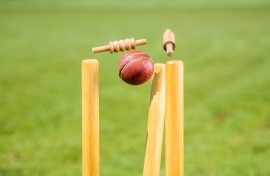 File: Close-up of cricket ball hitting the stumps. GettyImages/simonkr