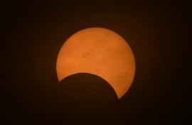 The eclipse starts off looking like a 'bite' has been taken out of the Sun