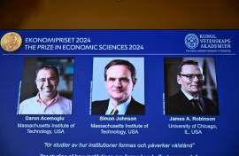 Daron Acemoglu, Simon Johnson and James Robinson demonstrated a relationship between societal institutions and prosperity, the Nobel economics jury said