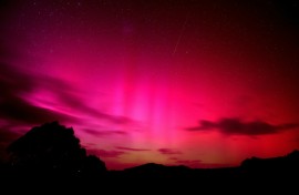 The southern lights seen from south of the Australian city of Melbourne