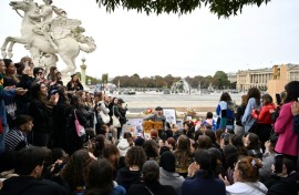 Fans also gathered at the central Jardins de Tuilieries in Paris