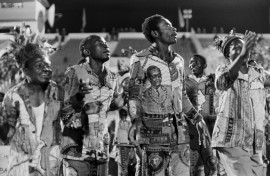 Zairian people perform a dance in Kinshasa on October 30, 1974 before The Rumble in the Jungle between Muhammad Ali and George Foreman