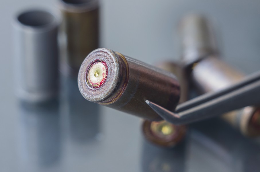 File: Cartridges from a crime scene at a forensics laboratory. GettyImages/Evgen_Prozhyrko