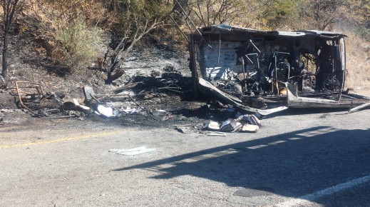 The children were killed on Wednesday when their scholar transport vehicle overturned and caught fire. eNCA/Hloni Mtimkulu