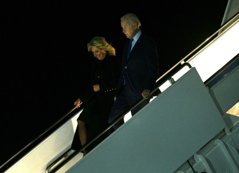 US President Joe Biden and First Lady Jill Biden flew in late Saturday