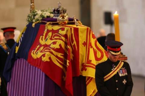 Queen Elizabeth II's grandchildren mounted the vigil around her coffin, with Prince Harry wearing his military uniform