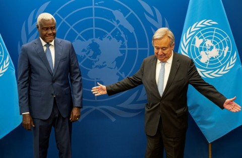 Chairperson of the African Union Commission Moussa Faki Mahamat  meets with United Nations Secretary-General Antonio Guterres 