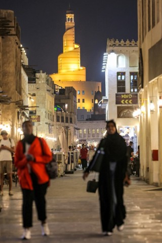 Doha's Souq Waqif is dominated by the spiralling minaret of the Abdullah bin Zaid Al Mahmoud Islamic Center