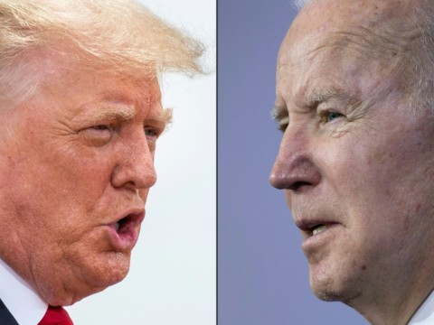 US President Joe Biden (left) rebuked extremist supporters of 'defeated president' Donald Trump in Philadelphia