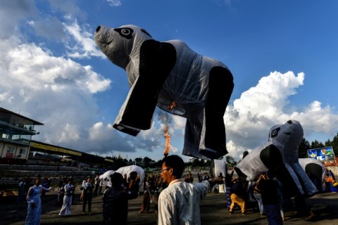 The hot-air balloons featured an array of artwork from images of Buddha to traditional motifs, with one made in the shape of a polar bear