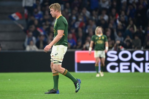 Pieter-Steph du Toit leaves the field after his red card during the France loss